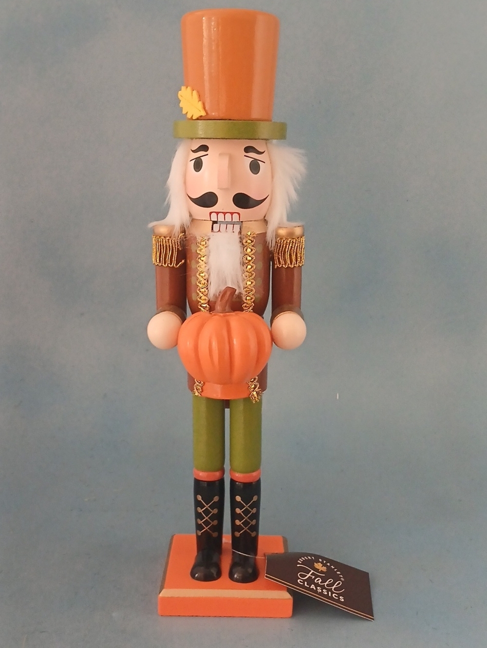 Classic Pumpkin Harvest Fall Nutcracker in Orange, Green and Brown 14"